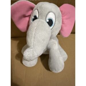 Nanco Children Kid's Gray Elephant Pink Ears Plush Toy 7" EUC